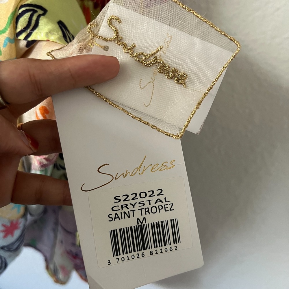 NWT Sundress X Revolve Sz M Crystal Saint Tropez Mini Dress Patchwork Vacation‎ - Picture 6 of 10